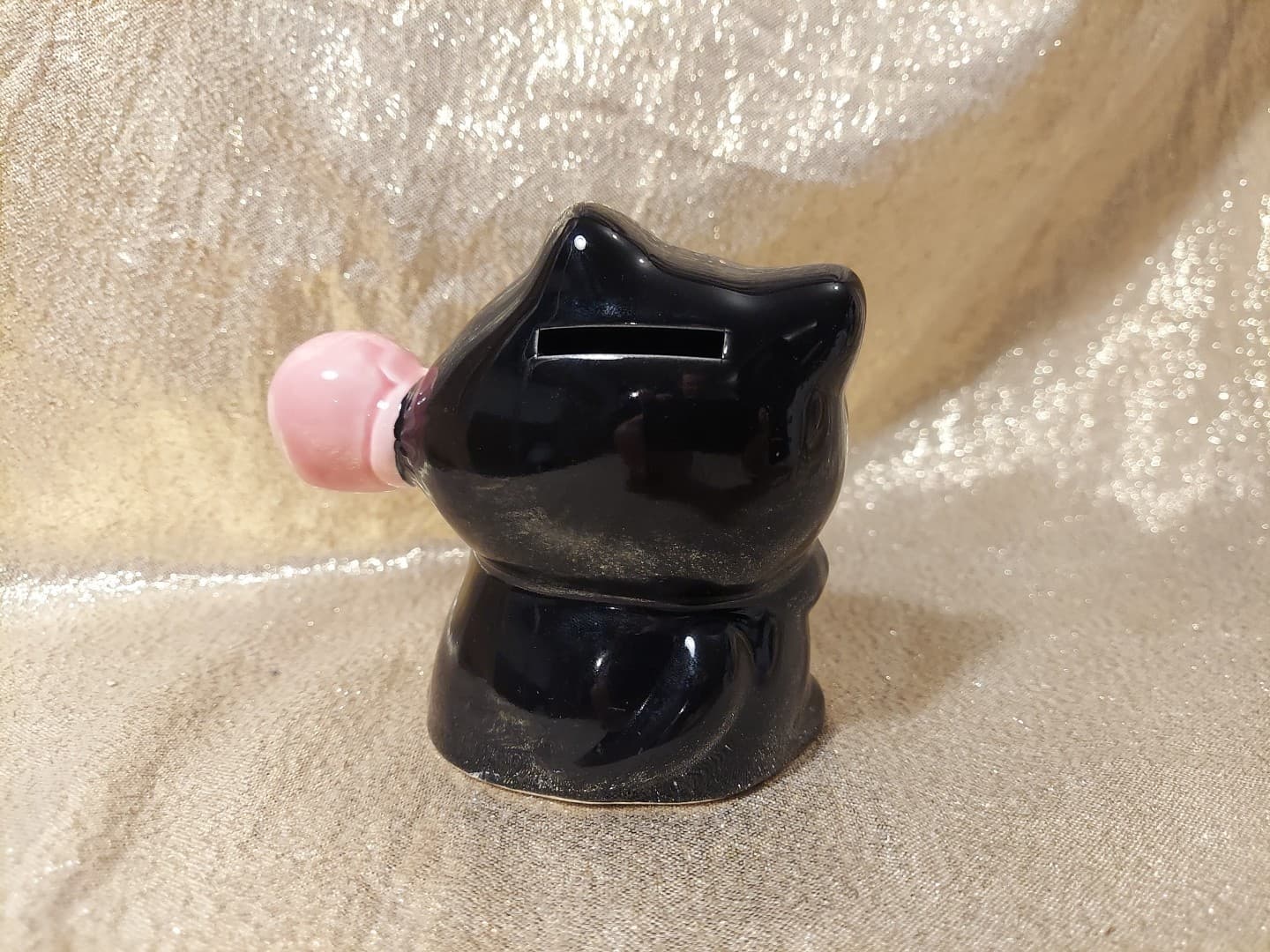 Vintage 60s 70s Tokai Japanese Black Cat Piggy Bank, "Bikku", Surprise, Octopus 3