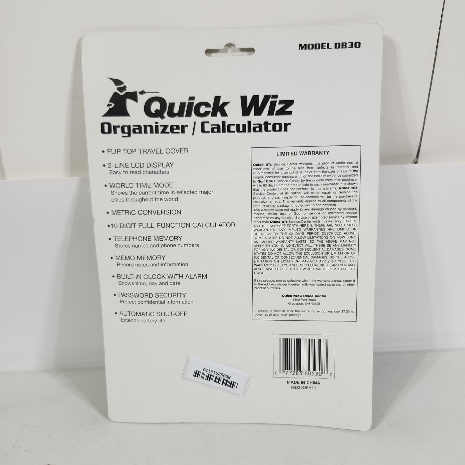 Quick Wiz Electronic Organizer Calculator Model DB30 NEW 6