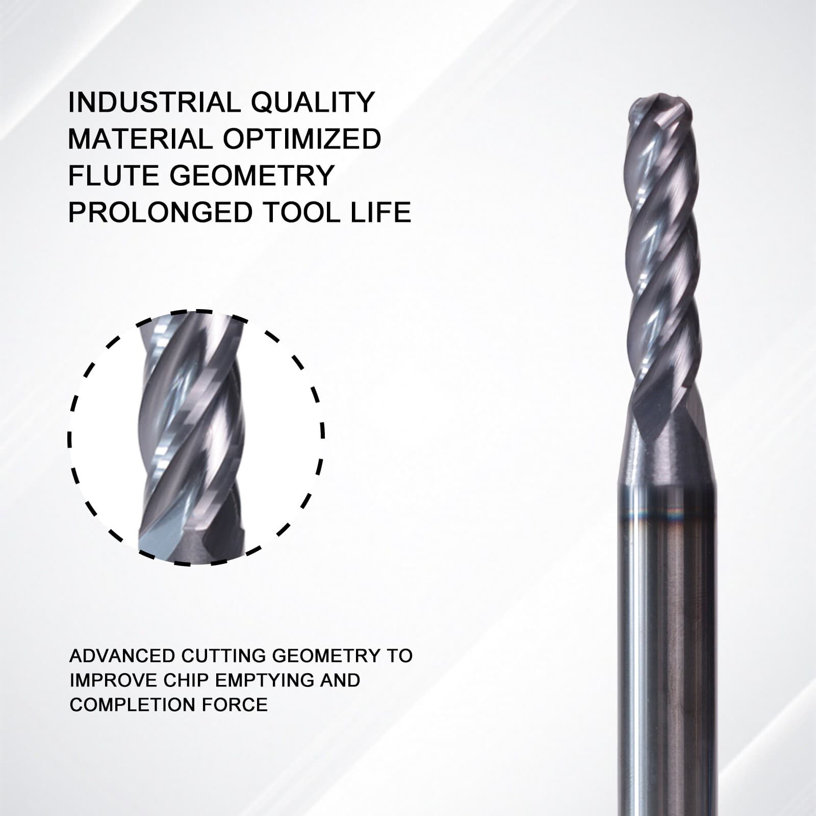 5 PCS 5/32" 4 Flute 2" Overall Length Ball Nose Carbide End Mill AlTiN Coated 3