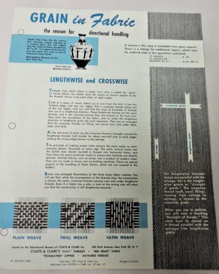 4 1950s - 1960s Sewing Educational Pamphlets Lot: Sewing with thread & Fabrics 4