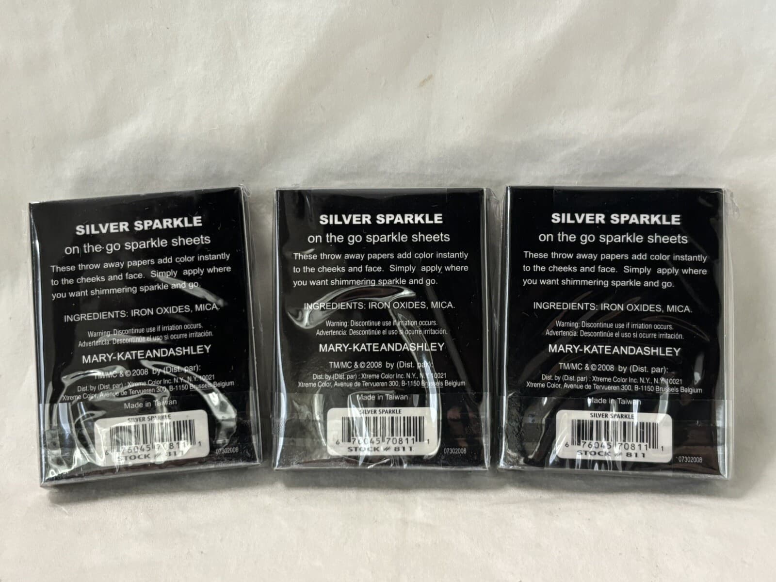 Pack of 3 Mary Kate and Ashley Silver Sparkle on the Go Makeup Sheets 2