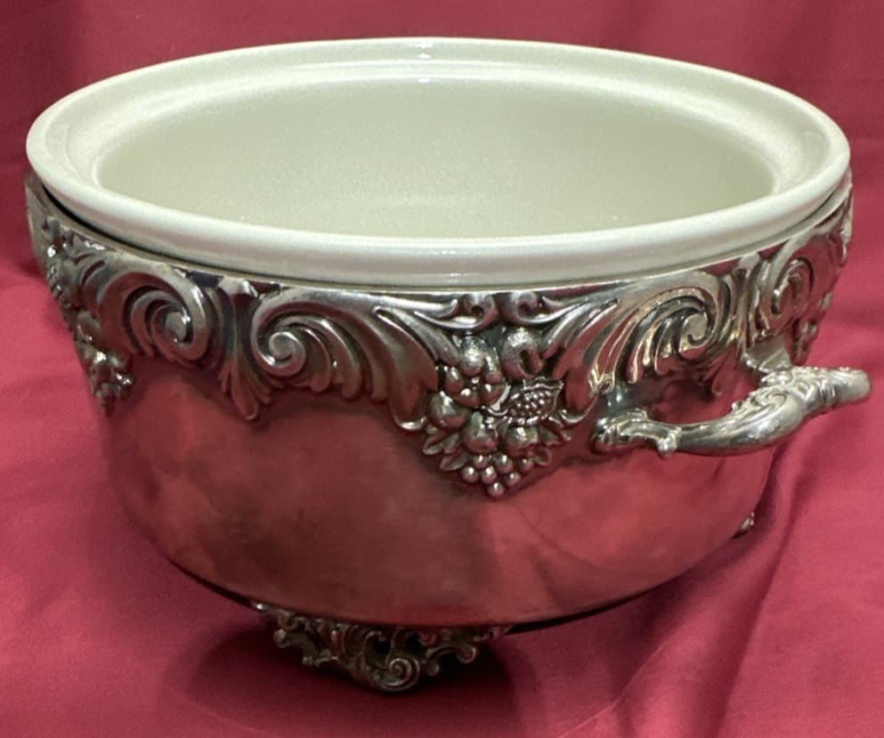 KING FRANCIS Silverplated #1667 CASSEROLE w/ PORCELAIN DISH Reed & Barton NO LID 2