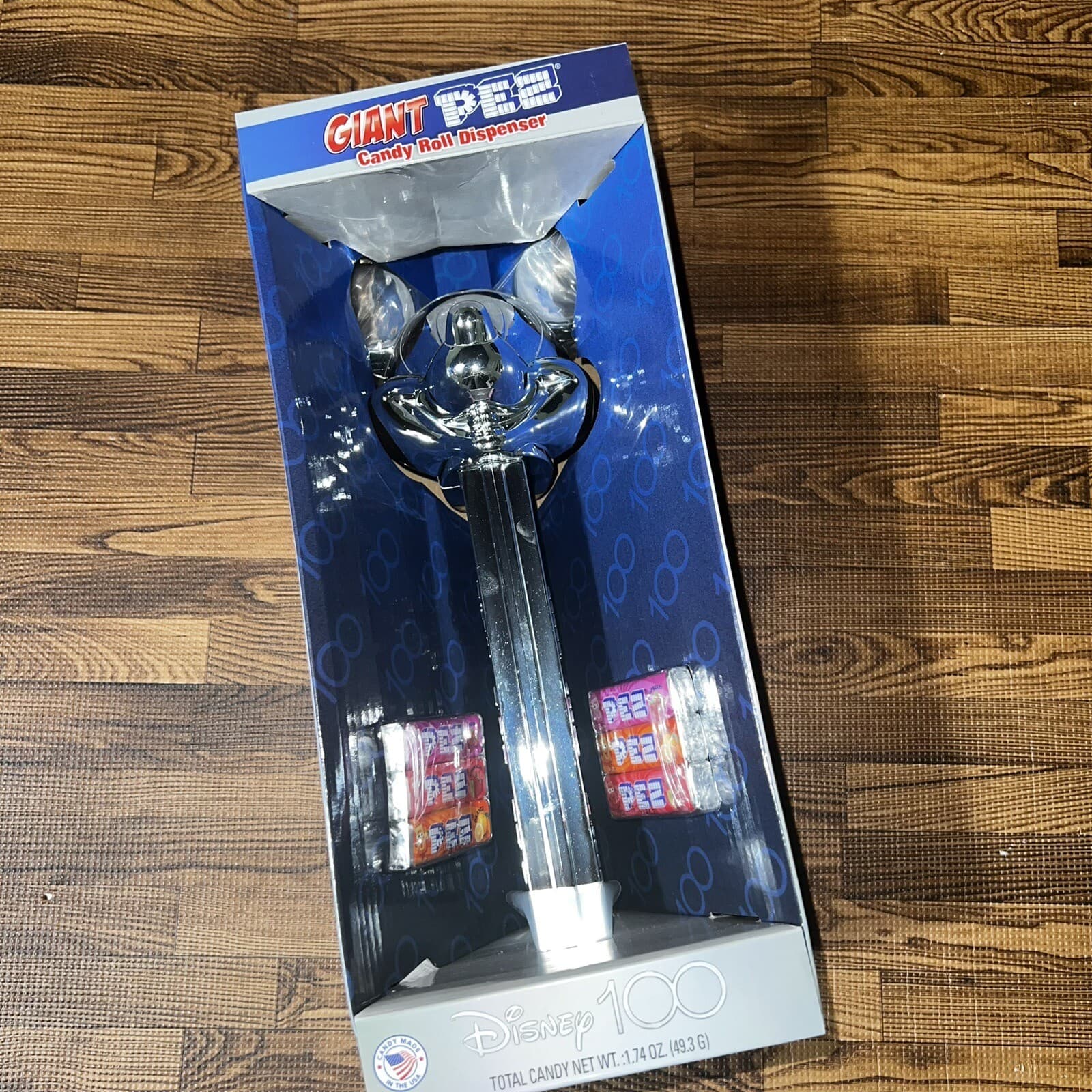 DISNEY 100 Giant Chrome Mickey Mouse PEZ Candy Roll Dispenser Brand New 2