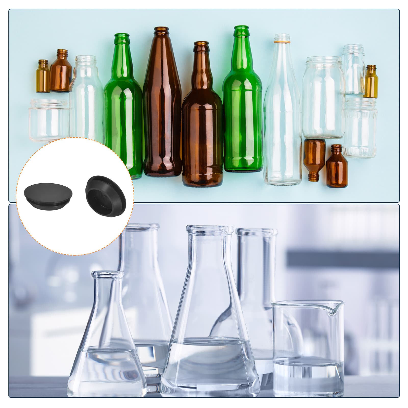 4Pcs Silicone Plugs Rubber Round Hole Plugs for 30-33mm Hole Black 6