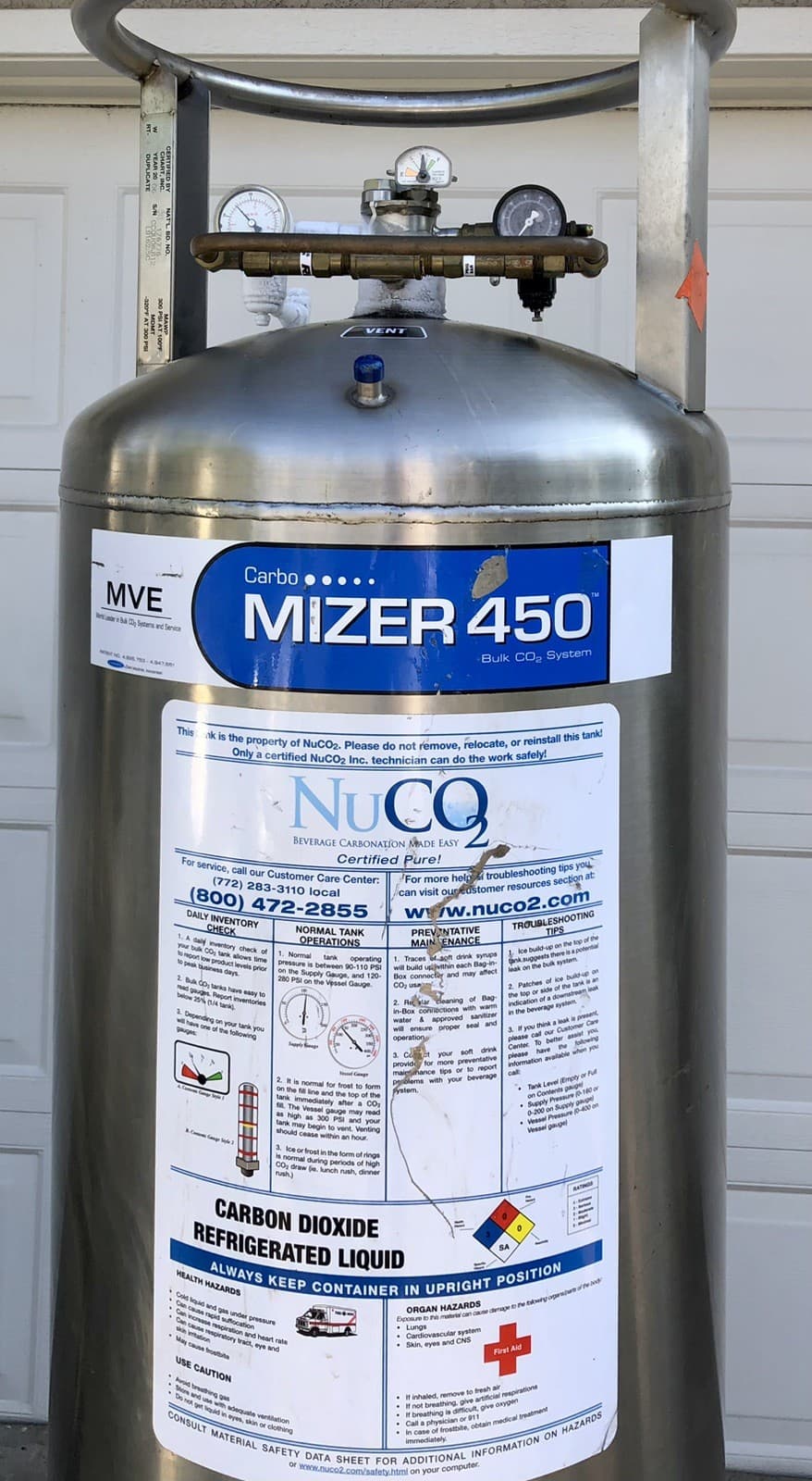 Carbonator / Carbo-Mizer 450 Bulk CO2 System Stainless Steel Tank # 102 2