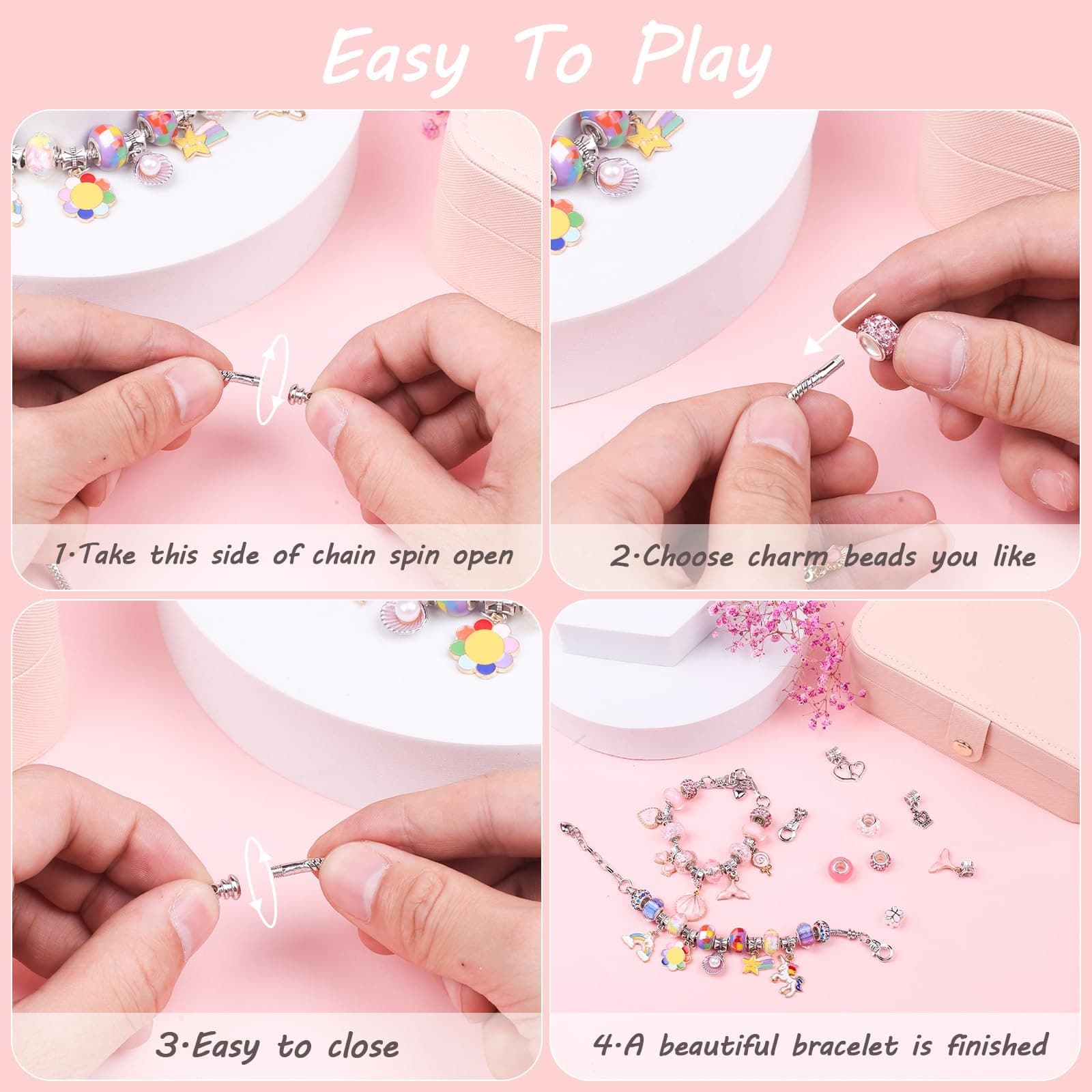 UFU Charm Bracelet Making Kit -120Pcs DIY Jewelry Making Kit, Mermaid Gifts ... 4