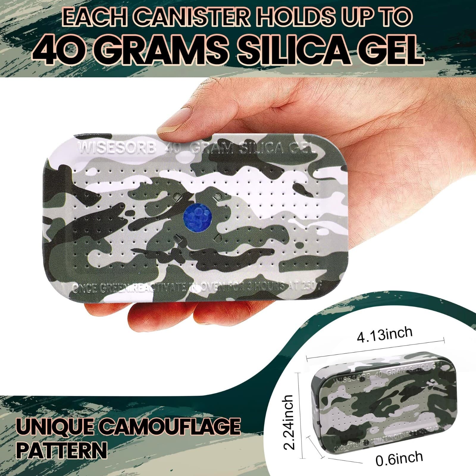 40g Reusable Indicating Desiccant Can Gun Safe Dehumidifier Silica Gel Canister 3