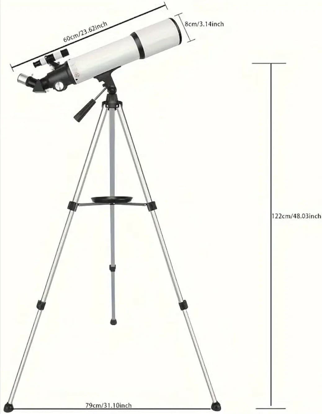 Telescope 80mm Aperture 600mm - Astronomical Portable Refracting Telescope 3