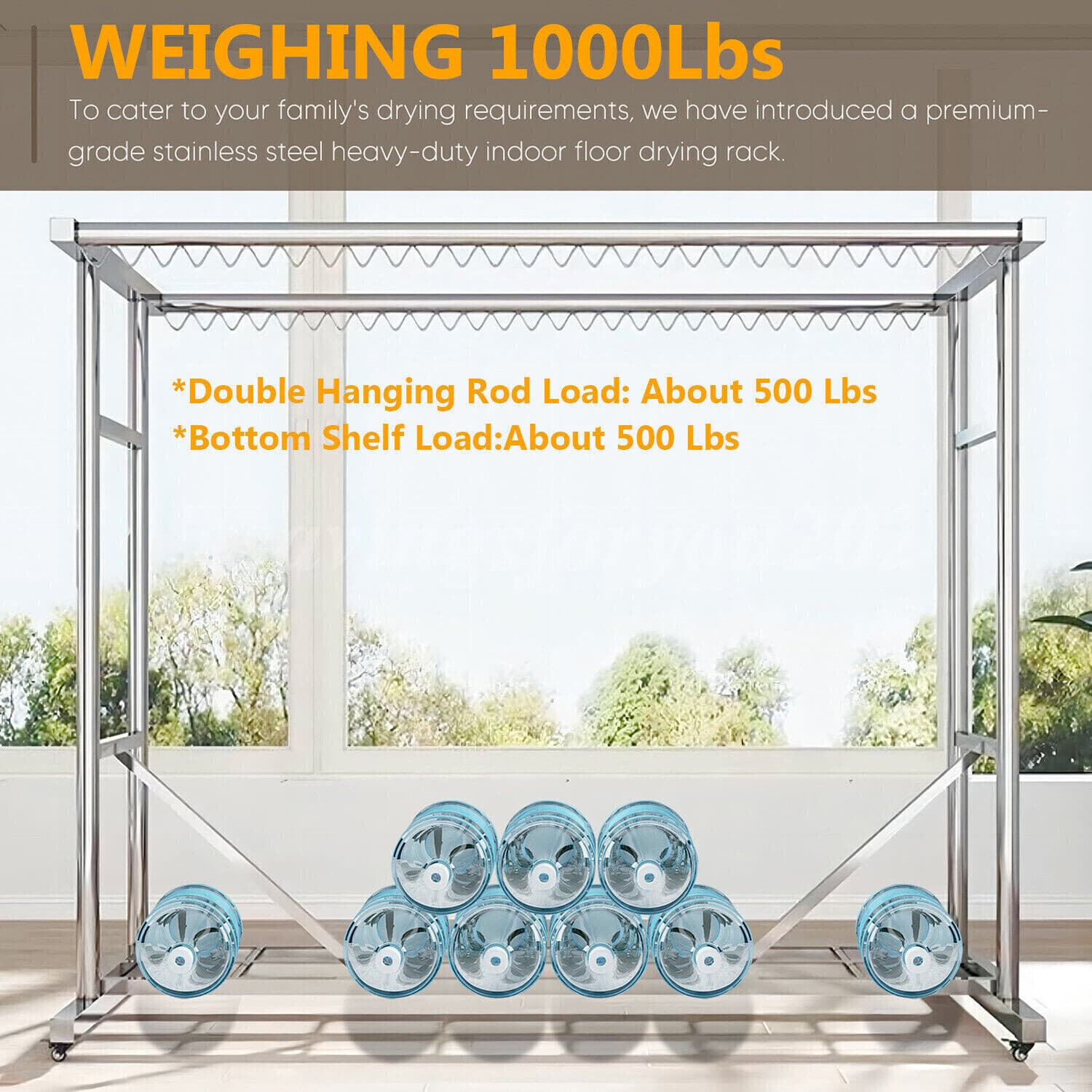 Heavy Duty Commercial Clothing Garment Rack Rolling Collapsible Chrome US 3