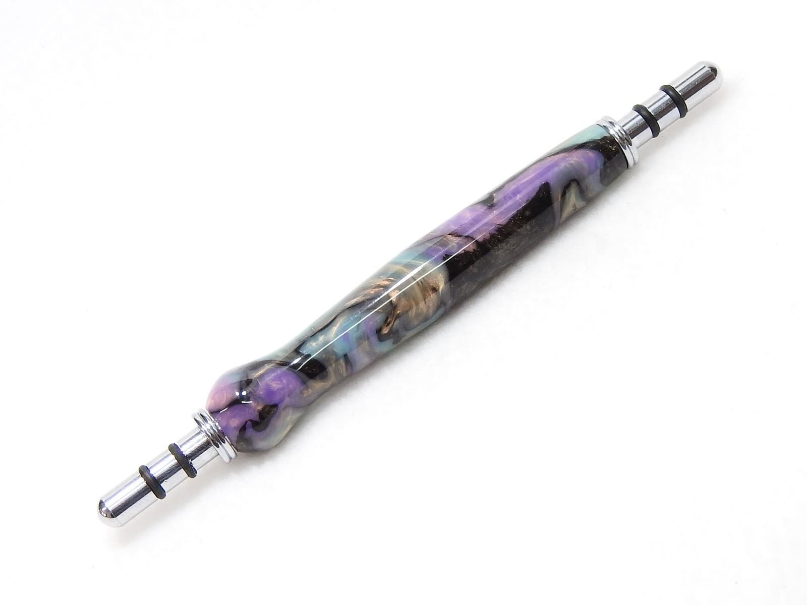 Handmade Double Seam Ripper w/ Sewing Stiletto, Aqua Pink Gold Pearl Acrylic 3