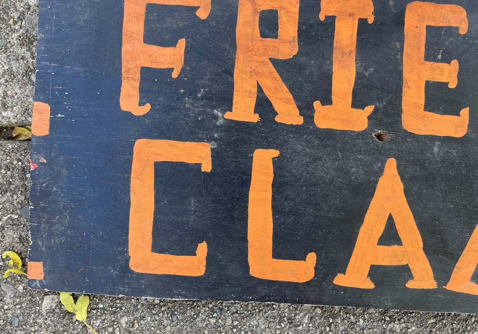 Antique Wood Fried Clams Sign 1960s Maine NH Seafood Shack Vernacular Folk Art 3