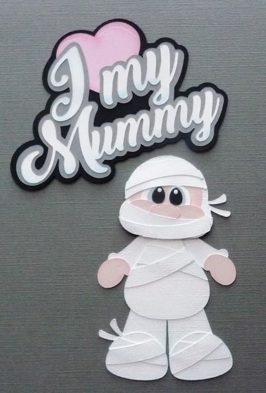 Premade Paper Pieced Title Set for Scrapbooking, Mummy, Halloween, Kids, Costume