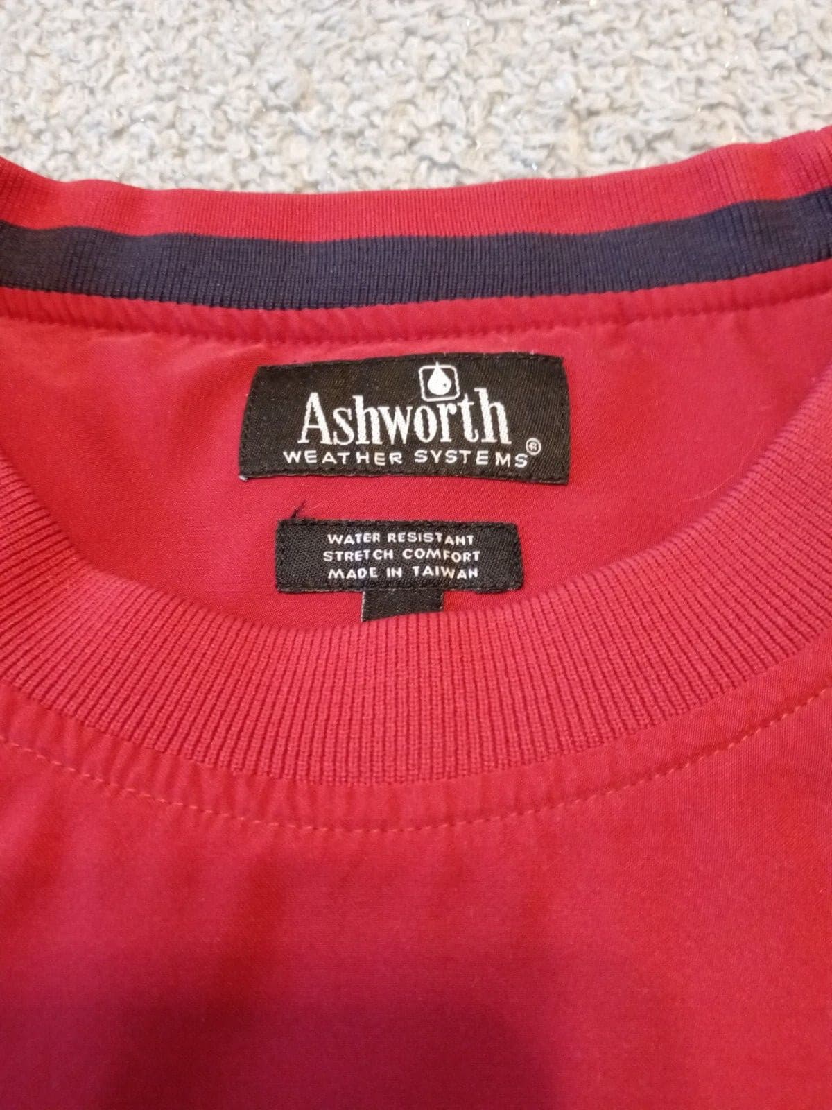 Men's ASHWORTH Weather Systems red LS water resistant pullover jacket size L NEW 4