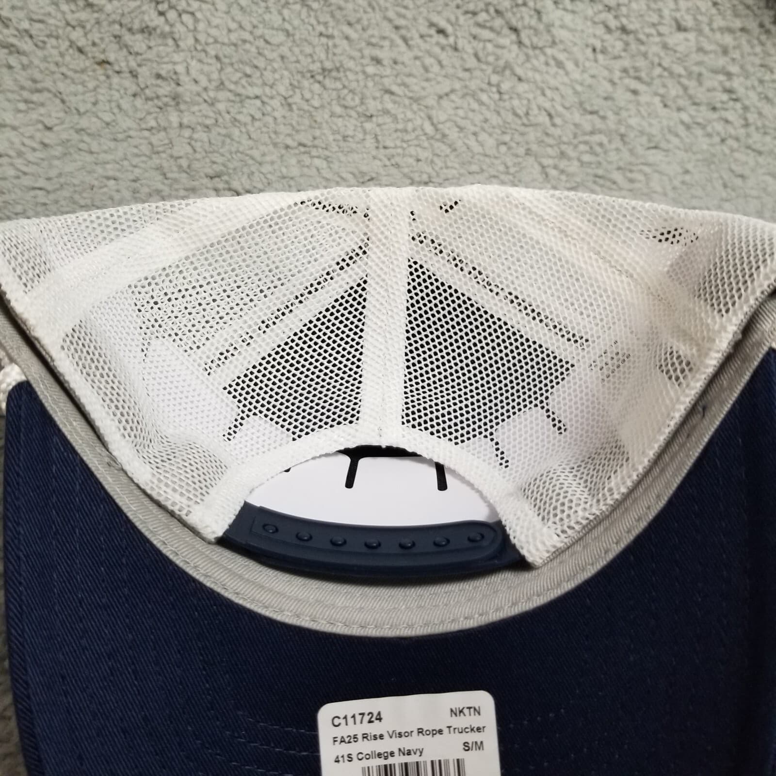 Nike Rise Tennis Trucker Cap Small/Medium Hat White Blue Snapback C11724IW25-NVY 2