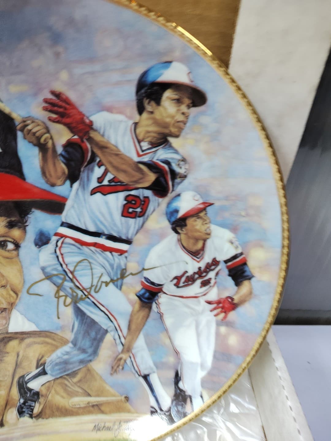 Rod Carew Signed Plate Gartlan USA  Los Angeles Angels Hitting For The Hall 5