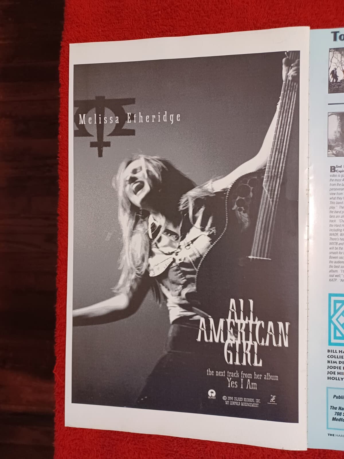 MELISSA ETHERIDGE - 1988, 1992, & 1994 US Five(5) Different Full-Page Ads 5