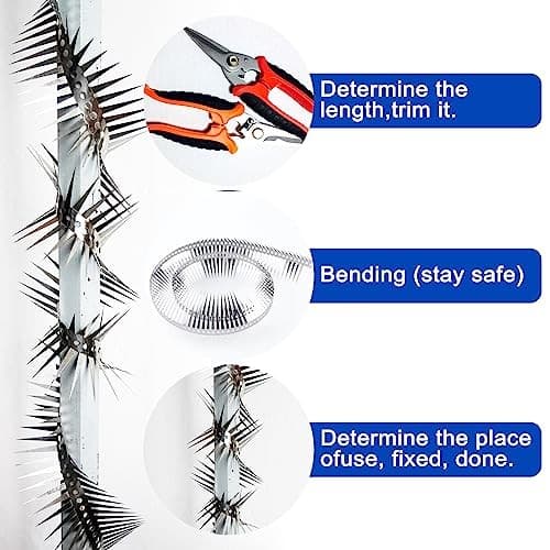 Bird Spikes - Stainless Steel Fence Spikes for Pigeons, Raccoons, Snakes 60inch 5