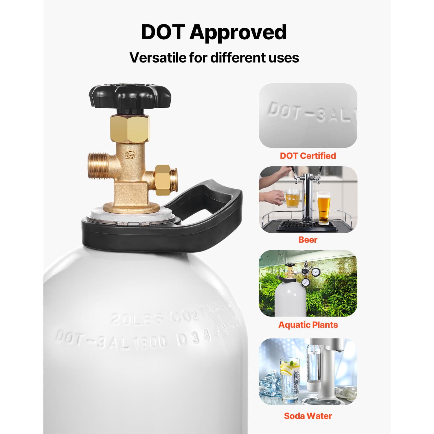 CO2 Tank 20 lbs New Aluminum Alloy Cylinder with CGA320 Valve DOT & TC Approved 6