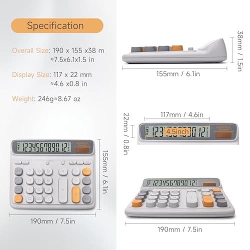  Desktop Calculator, 12-DigitargeCD Display, Big Computer-Style Keys, L Gray 6