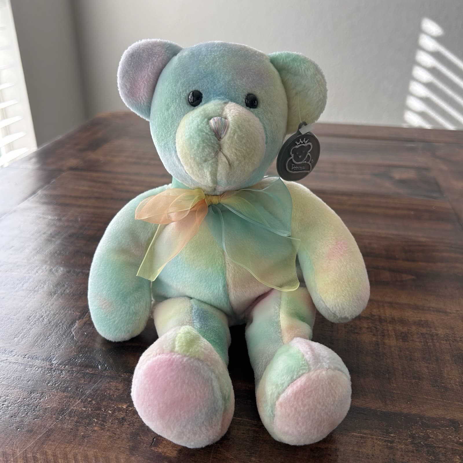 Teddy Bear Princess Soft Toy Stuffed Plush Pastel Tie-Dye 12" Dated 2000