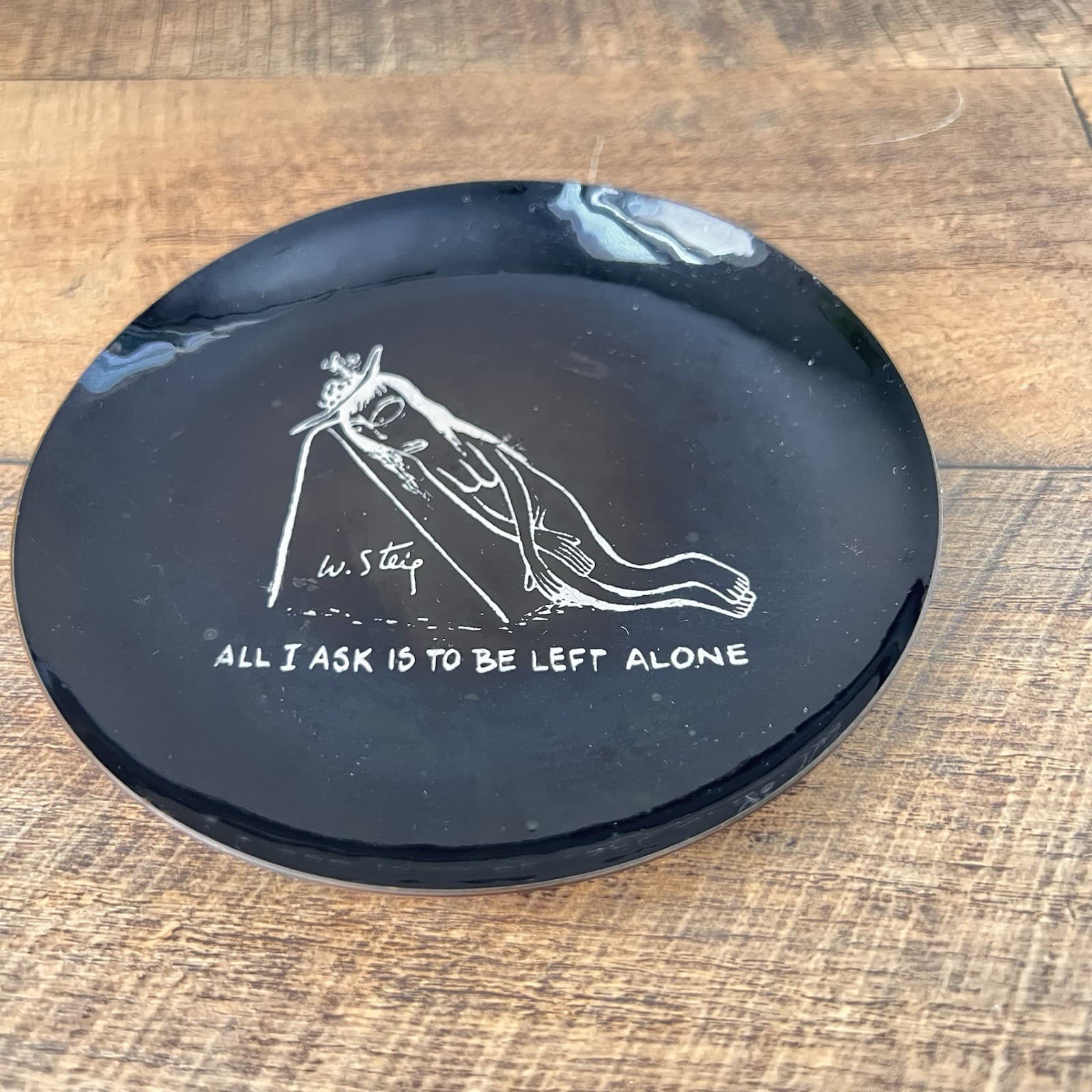 Mid Century William Steig Black "All I Ask... " Copper Enamel Plate Vintage 4