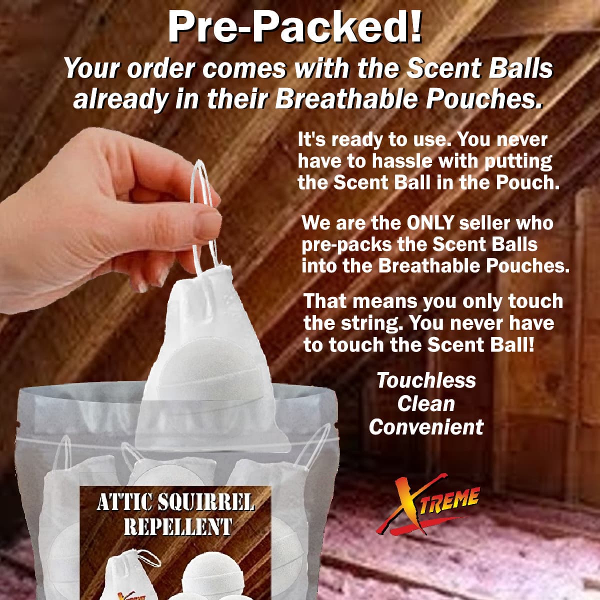 NEW! Attic Squirrel Repellent.  DRIVES SQUIRRELS OUT FAST! 5 PK 4