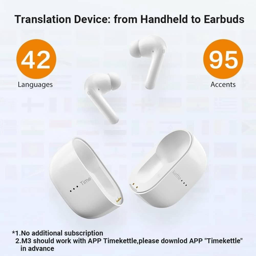 ​Timekettle M3 Language Translator Earbuds - Two-Way Translator Device - White 2