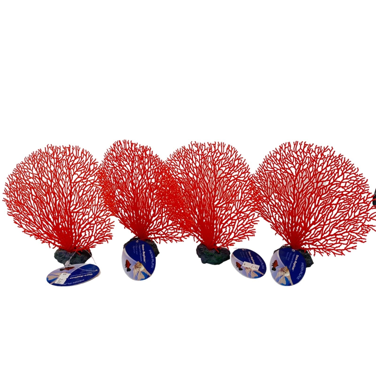 Penn-Plax Red Fan Coral 4 pack Red Aquarium Fish Tank Plant Foliage Decoration 2