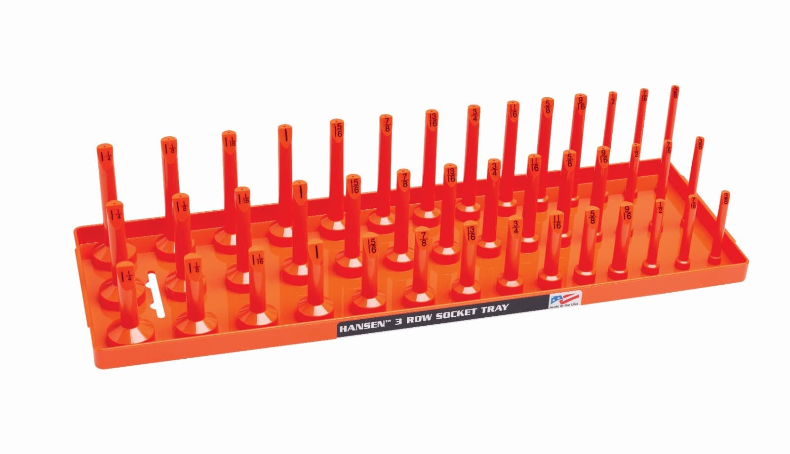 Hansen 3 Row Socket Organizers|Tool Tray Holders|1/4" 3/8" 1/2"|Orange&Grey|USA 3