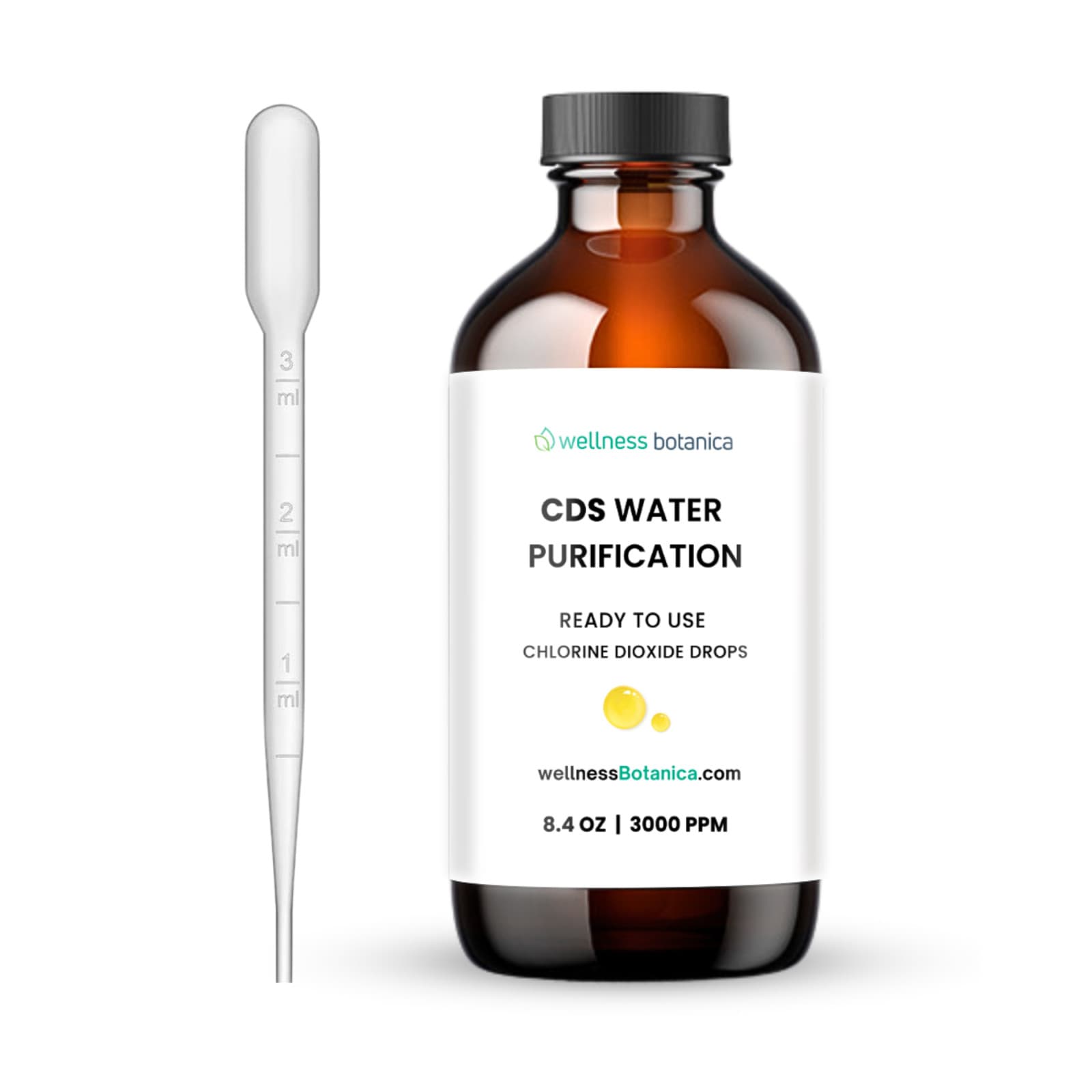 CDS Water Purification Solution 250ml 8.4oz - Ready to Use Pure Drops (In Glass)
