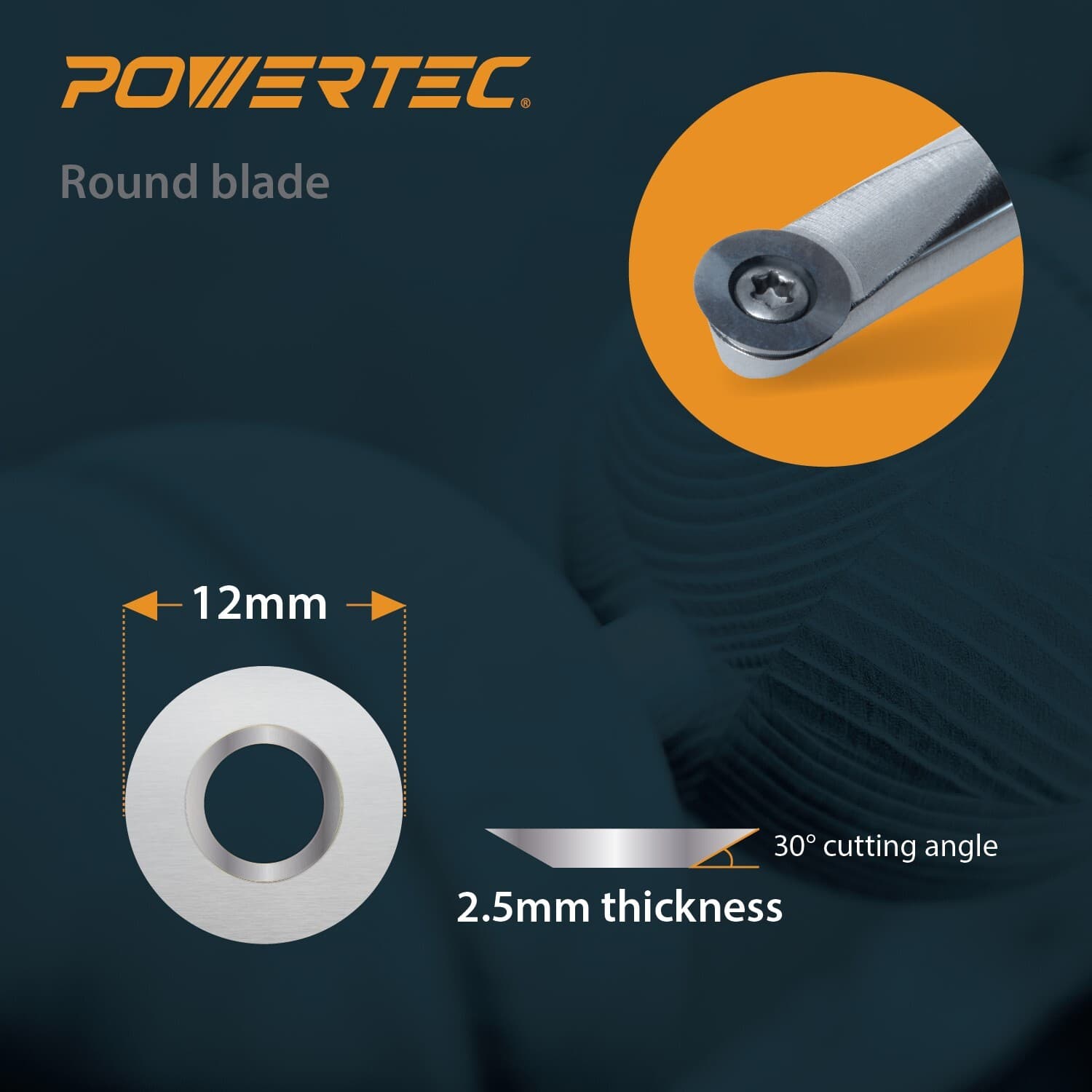 POWERTEC 4pcs Tungsten Carbide Cutter Insert Set for Wood Lathe Turning Tools 3
