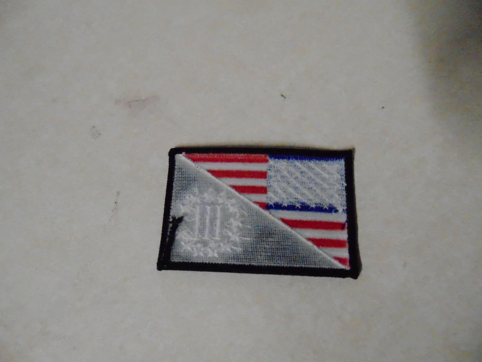 MILITARY PATCH SEW ON AMERICAN FLAG APPROX 3 X 2 HALF FLAG HALF III UNSURE UNIQU 2
