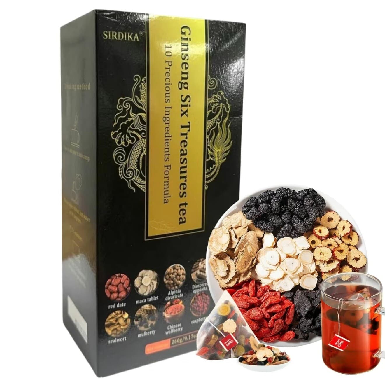 Ginseng six treasure tea Kidney tea liver tea red date tea kidney health 2