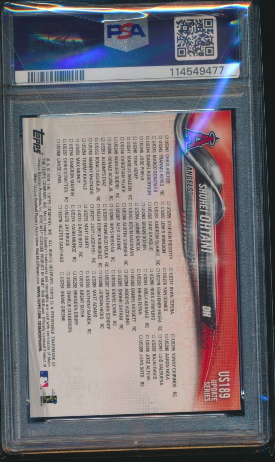 PSA 10 SHOHEI OHTANI/OTANI 2018 TOPPS UPDATE US189 LA ANGELS Rookie RC GEM MINT 2