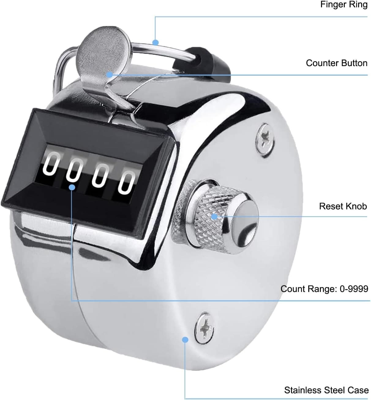 Metal Tally Counter Clicker Handheld Pitch Counter, Manual 2PC  3