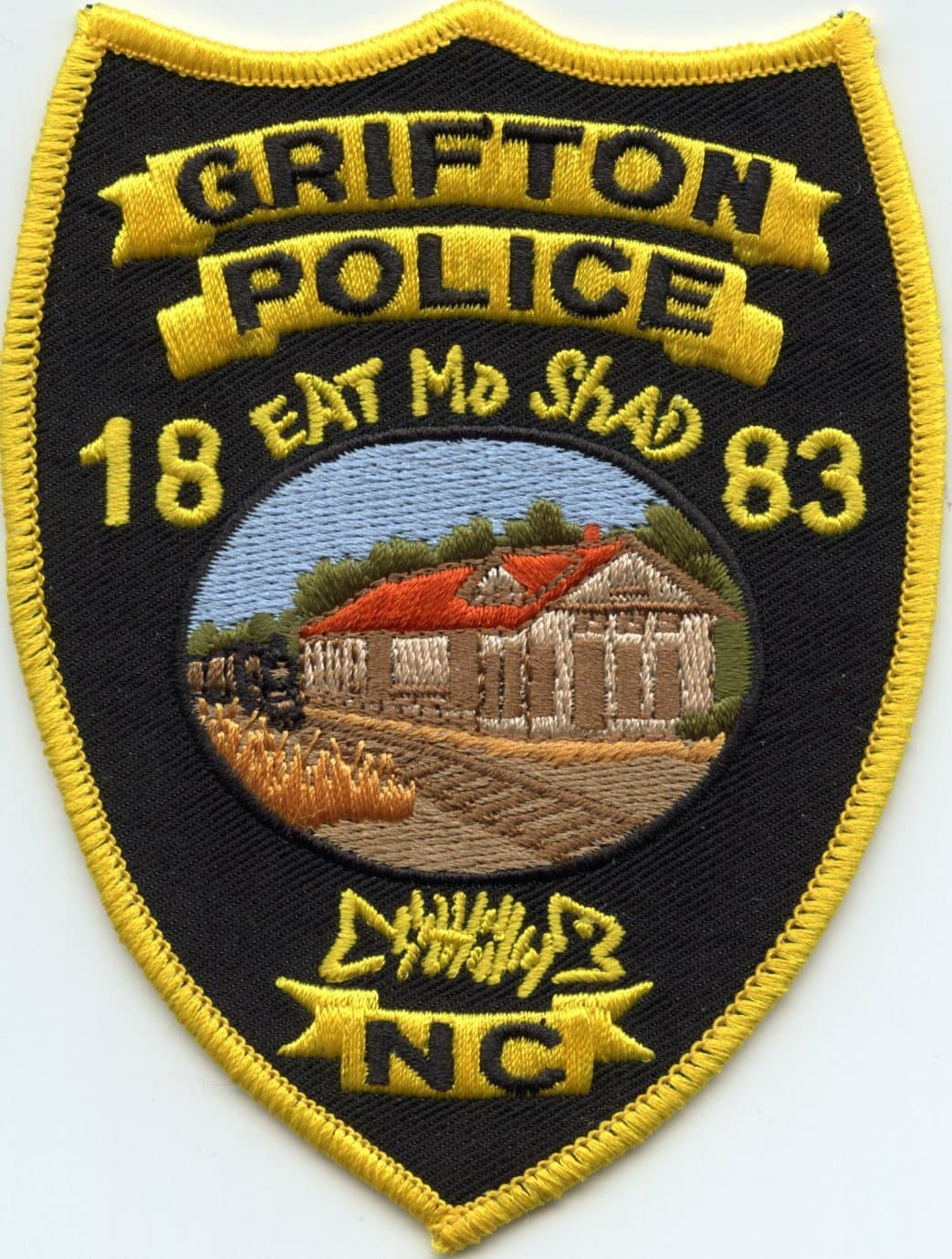 GRIFTON NORTH CAROLINA NC Eat Mo Shad SHAD FISH POLICE PATCH