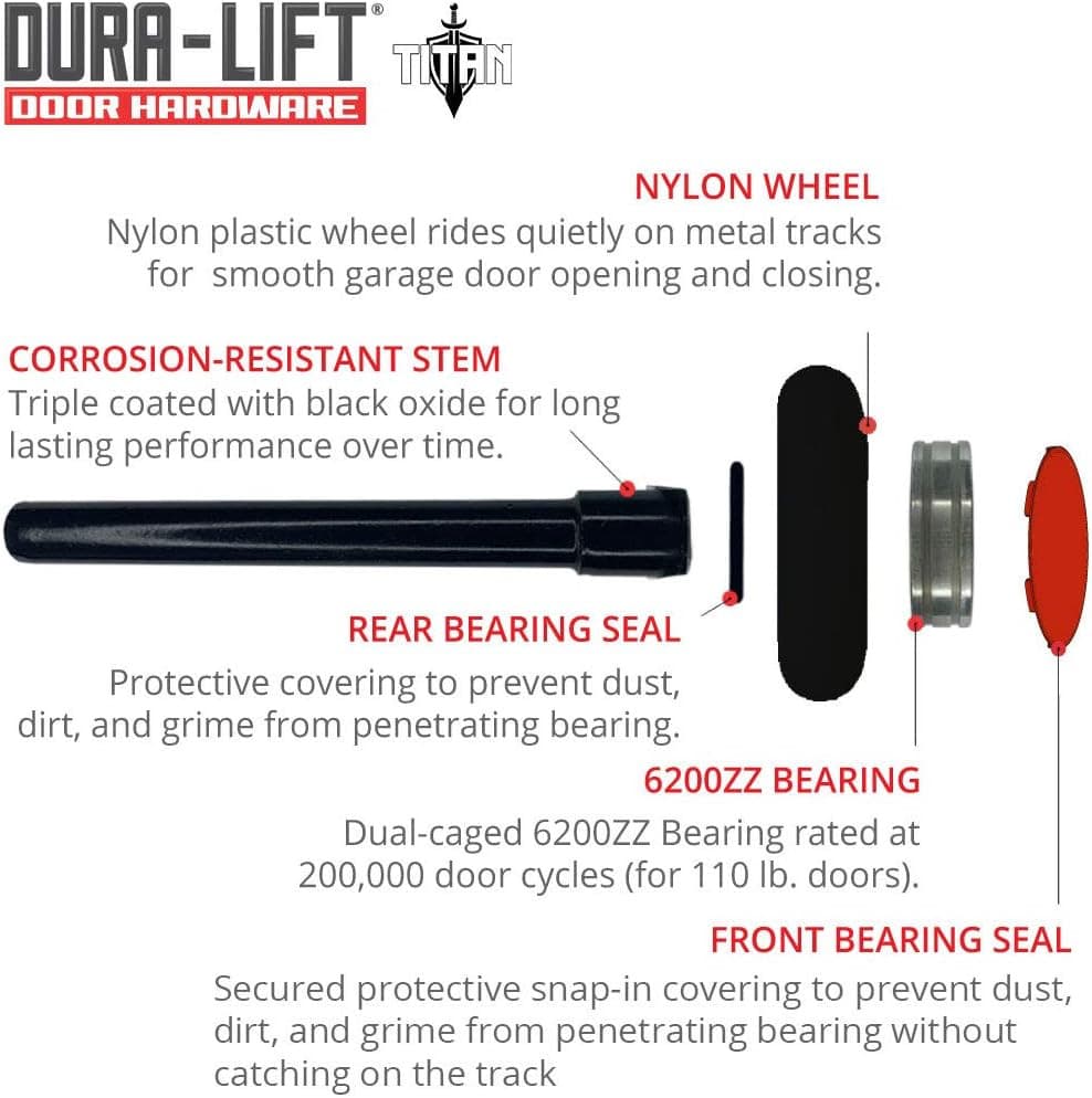 Titan Premium 2 In. Sealed 6200ZZ Nylon Garage Door Roller with 4 In. Corrosion  4
