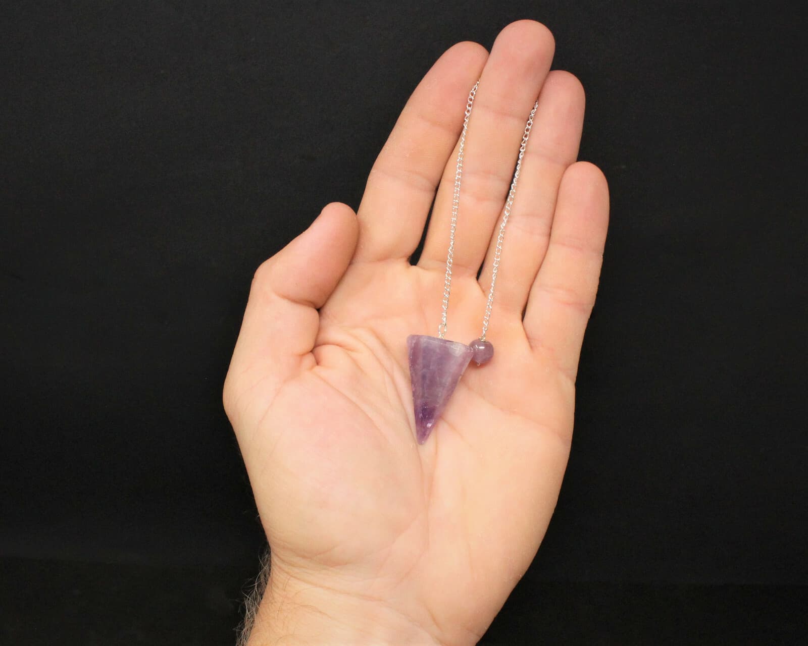 Amethyst Faceted Pendulum with Chain (Natural Crystal Reiki) 3