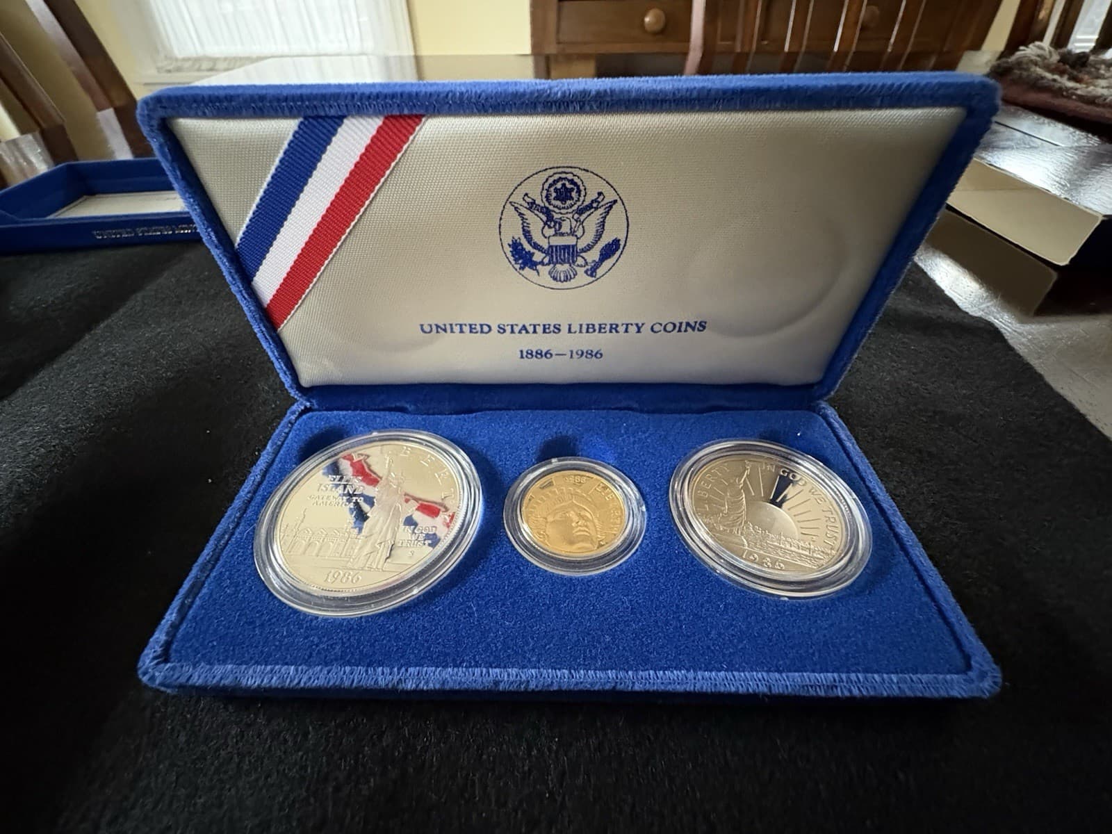 GOLD COIN United States Liberty Coins 1886 - 1986 3 Coin Proof Set w/ Case & COA