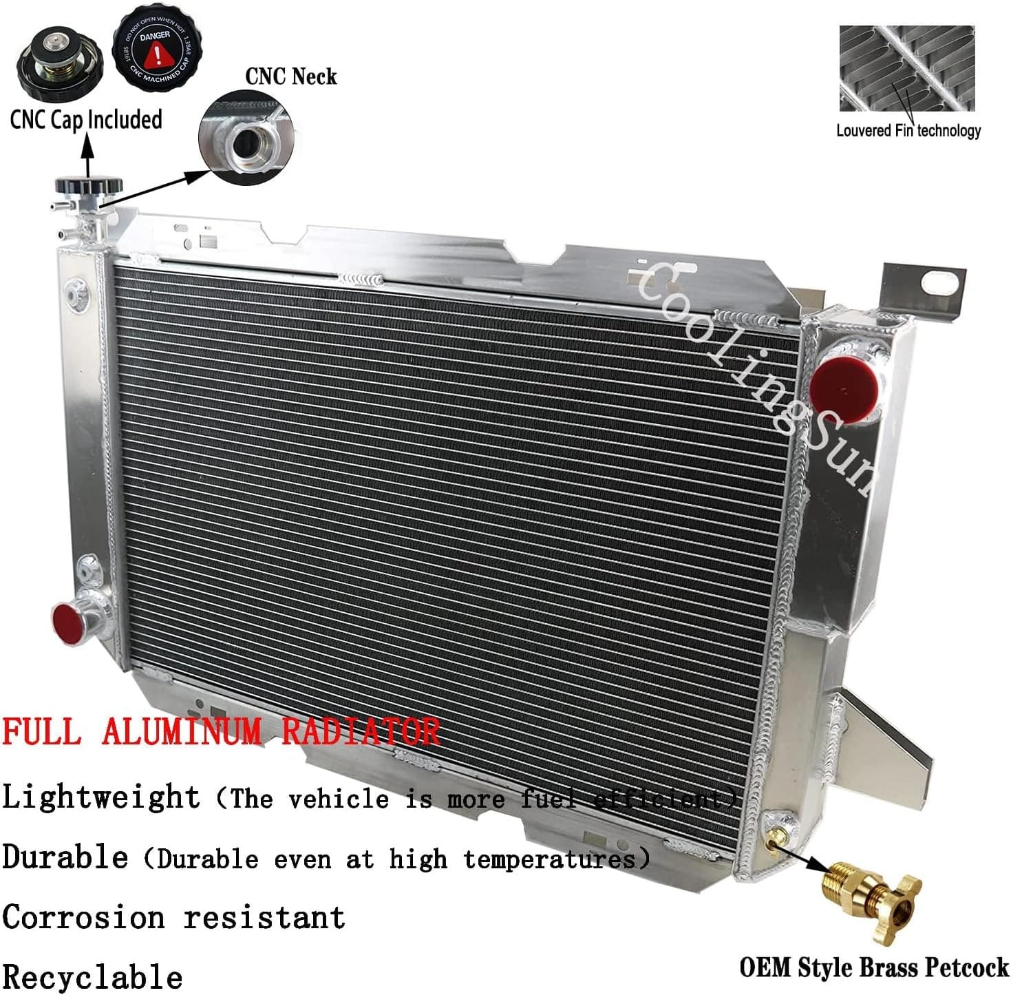 Aluminum Radiator for 1985-1997 Ford F Super Duty Bronco F150 F250 F350 F53 5.0L 2