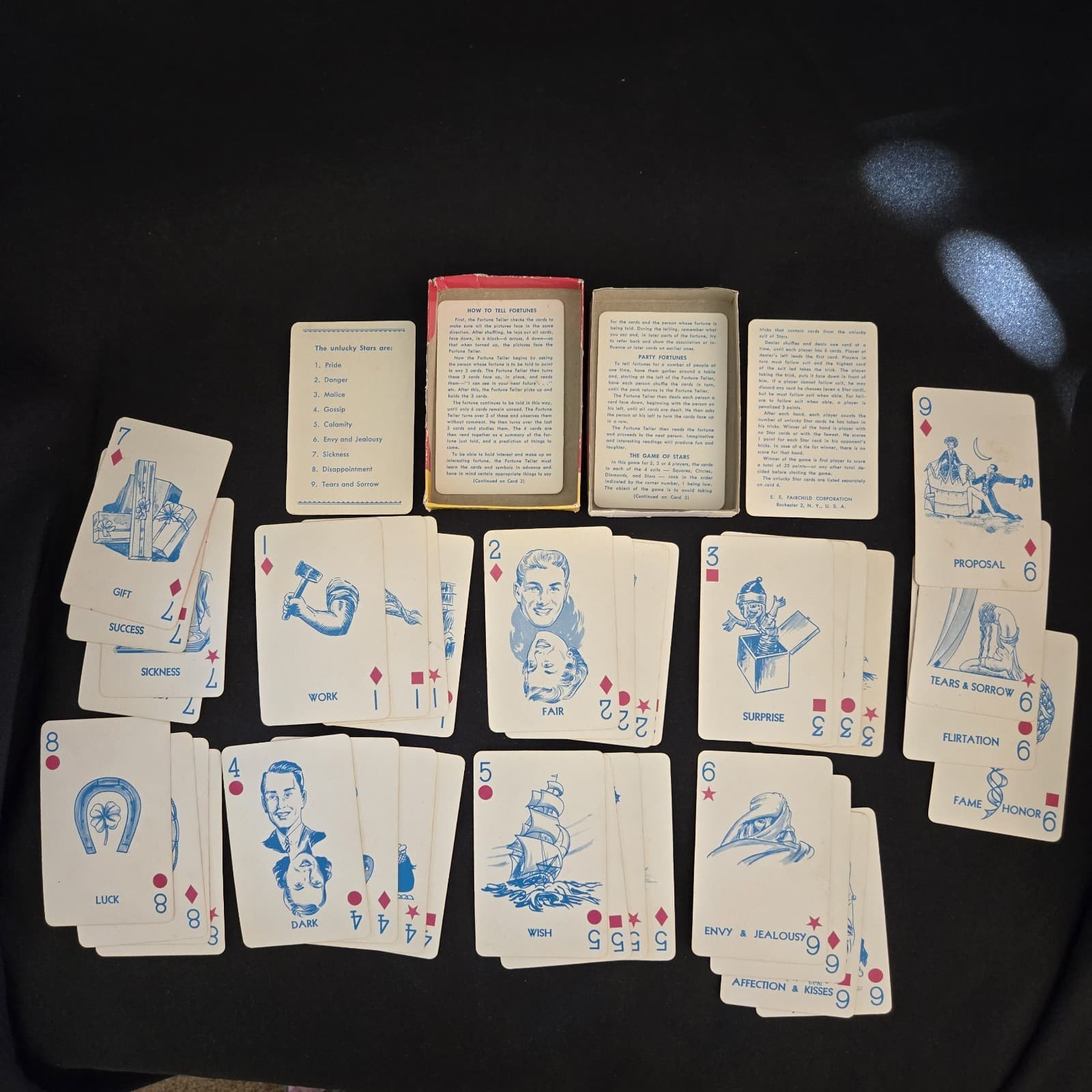 Gypsy Queen Fortune Telling Card Game Original Box & Instructions Fairchild Vtg  6