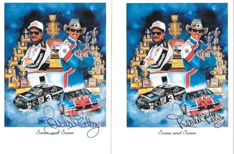 LOT OF 4 Earnhardt and Petty "Seven and Seven" SIGNED BY PETTY NASCAR Post Card 3