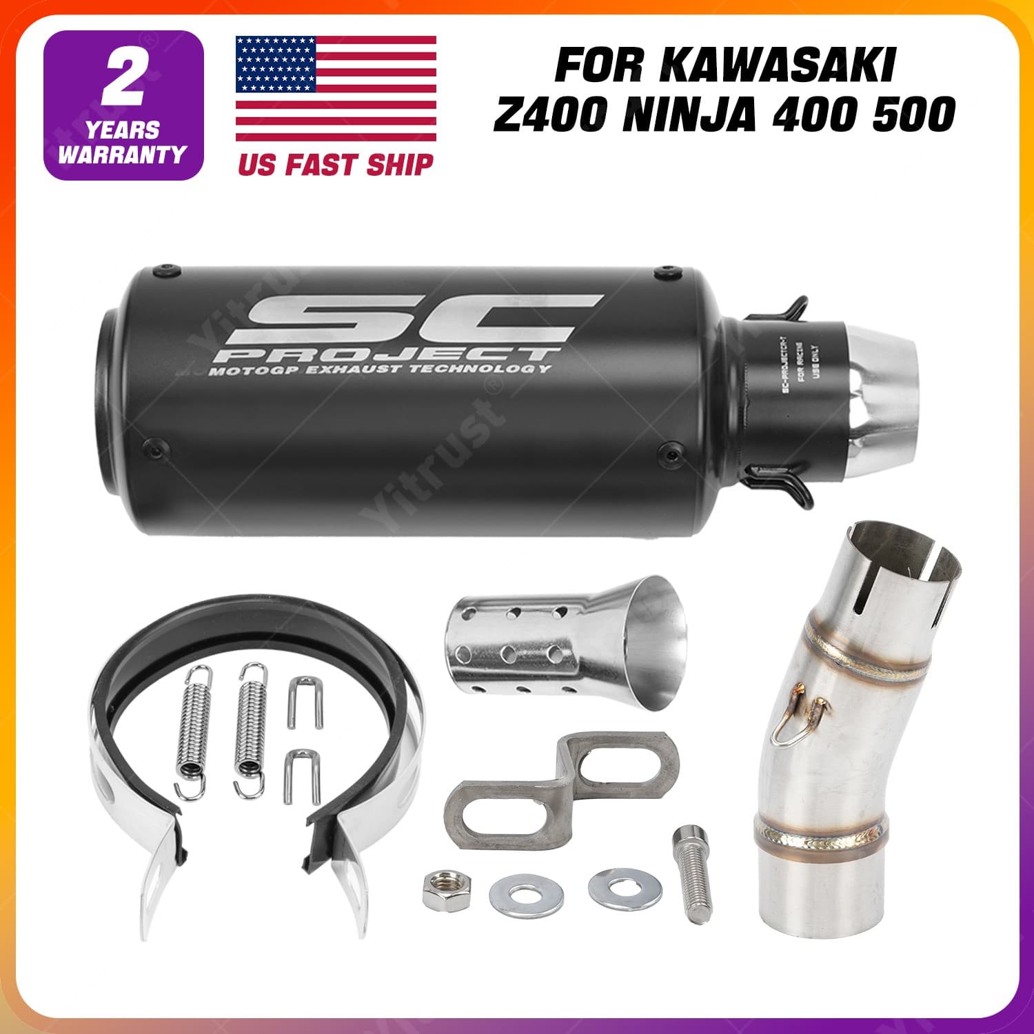For Kawasaki Ninja 400 Ninja 500 Z400 Z500 Exhaust Tips Mid Pipe Slip On Muffler