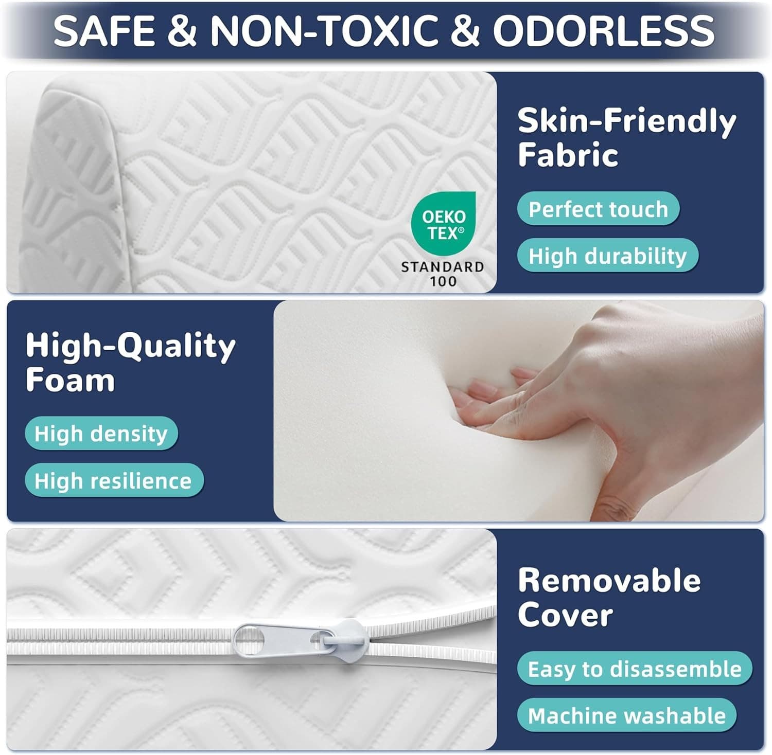 Bed Bumper for Toddlers Foam Safety Guard Soft Bed Rail for Kids 59 in 3 Rails 4