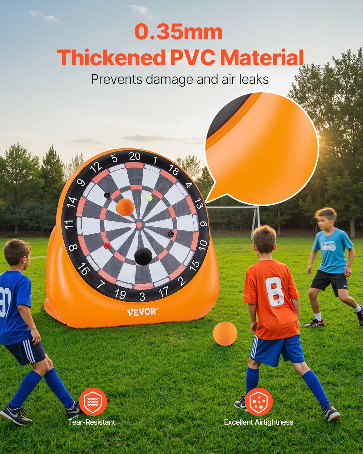 VEVOR Inflatable Soccer Dart Board over 6 ft with 4 Kick Balls 12 Tennis Pump 4