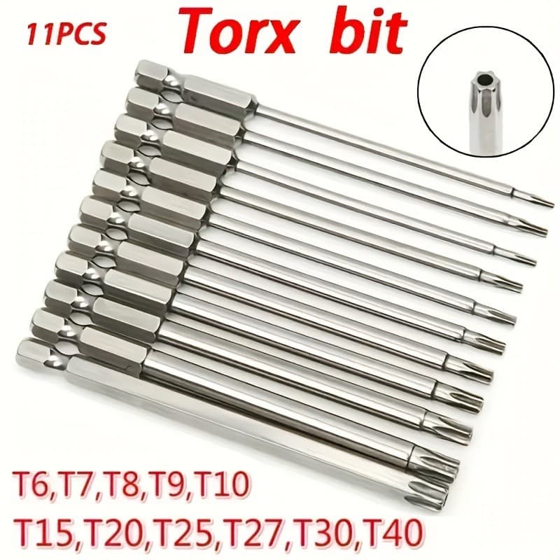 11-Piece Torx Screwdriver Bit Set - Multi-Size (T6-T40) for Vehicle Maintenance 6