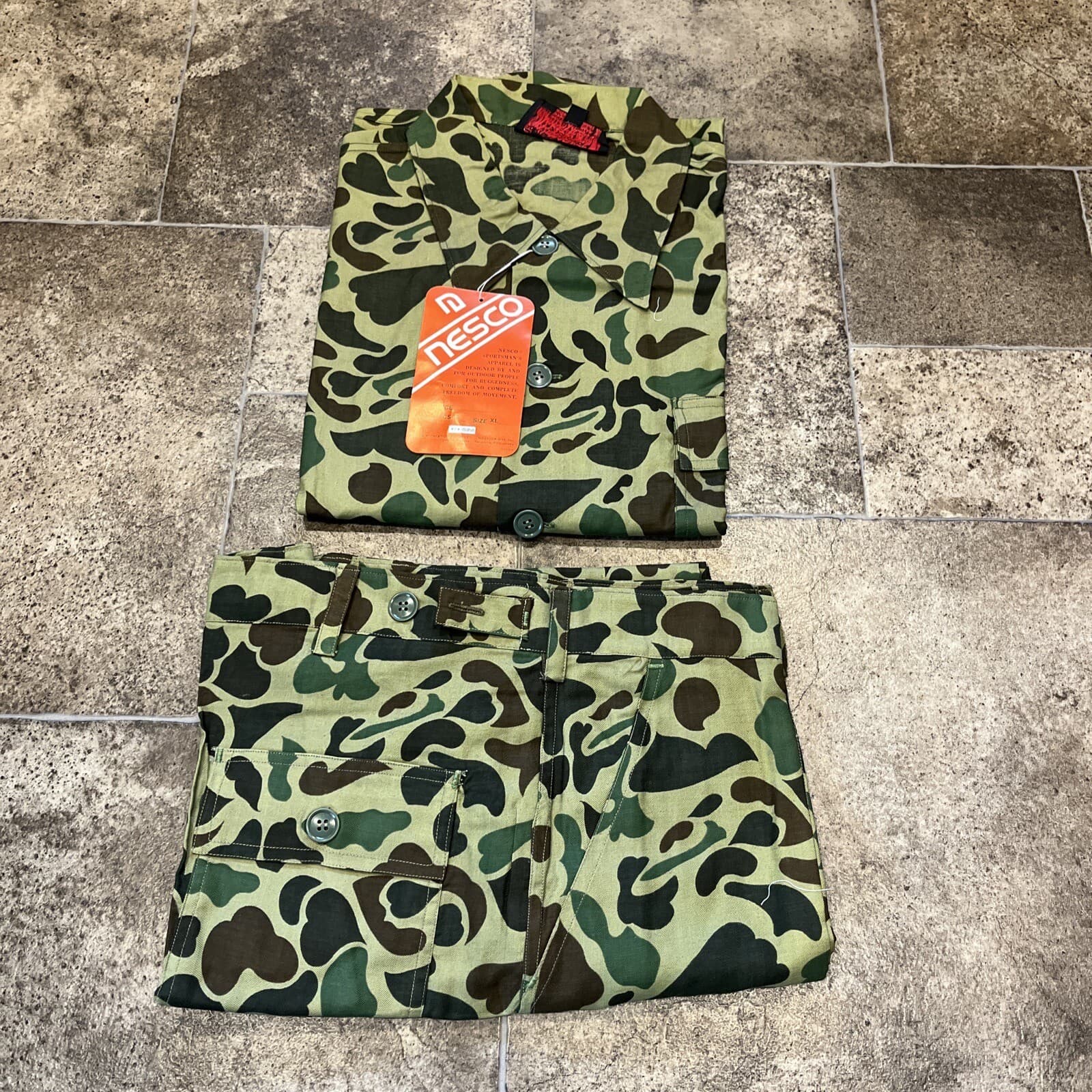 Vintage Nesco Camouflage Camo Cotton Poplin Hunting Suit Size XL CS42 NOS 5