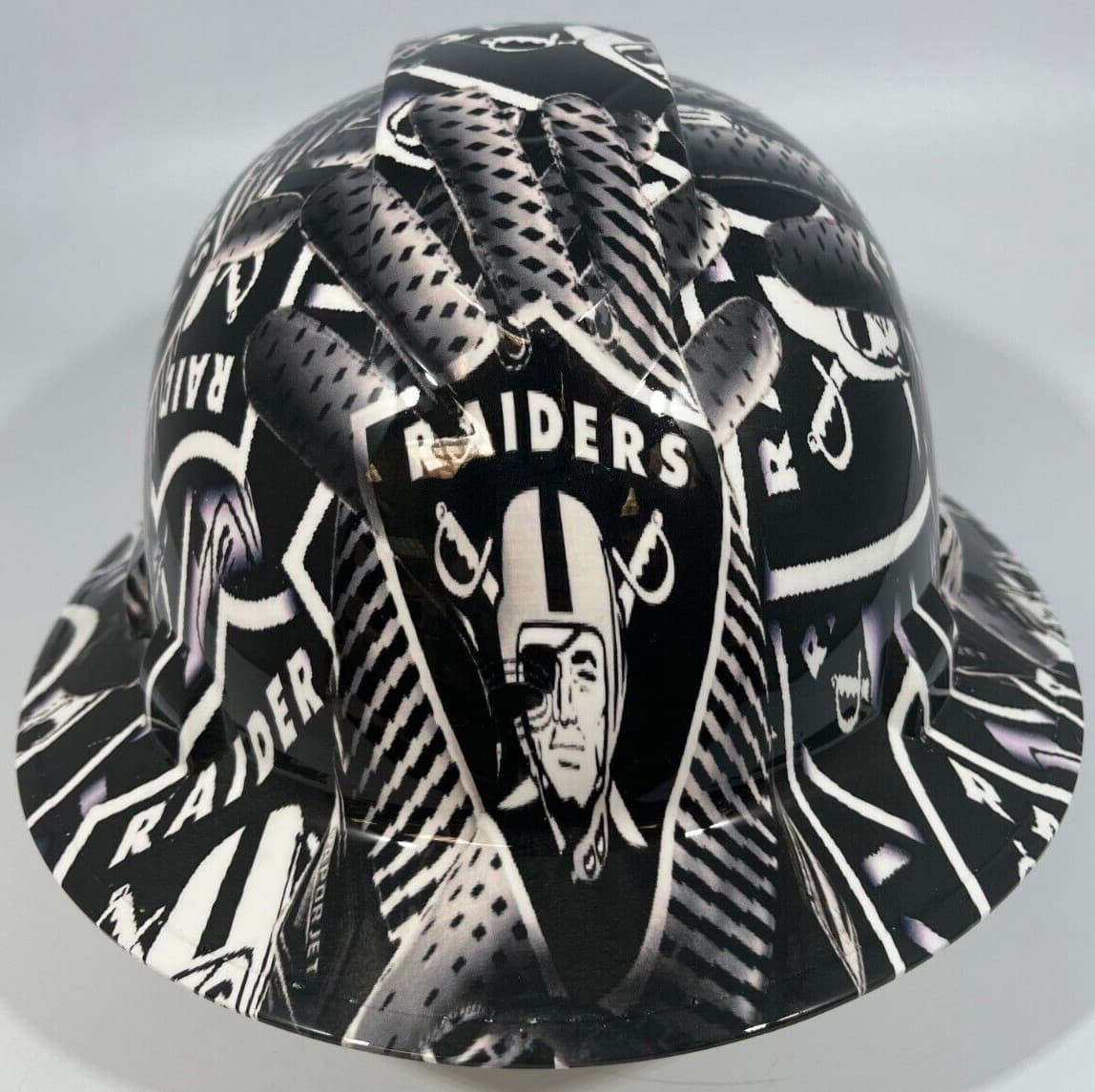 New Full Brim Hard Hat Custom Hydro Dipped LAS VEGAS RAIDERS