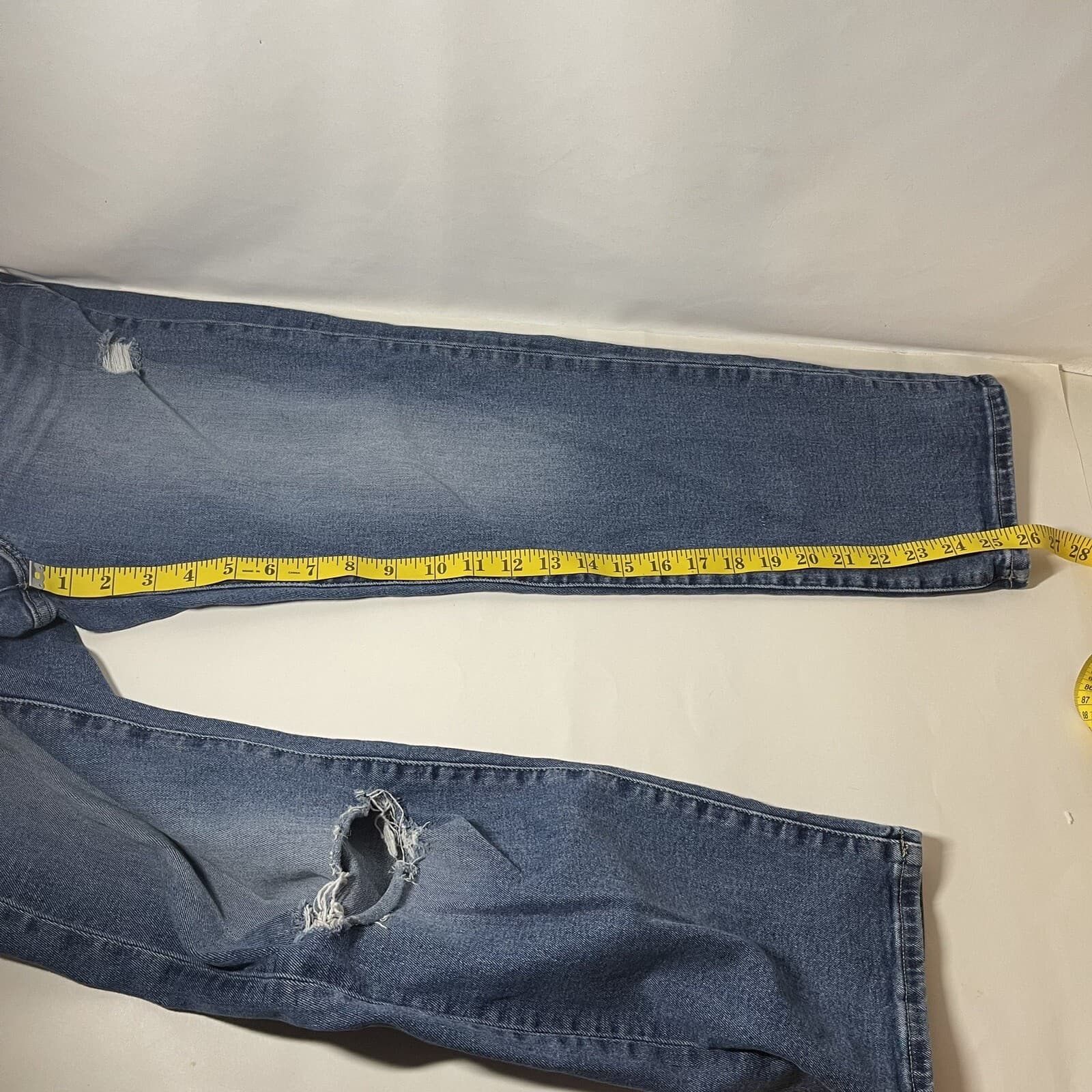Lucky Brand Womens Size10/30 Ankle High Rise Stretch Ripped Blue Jeans Straight 6