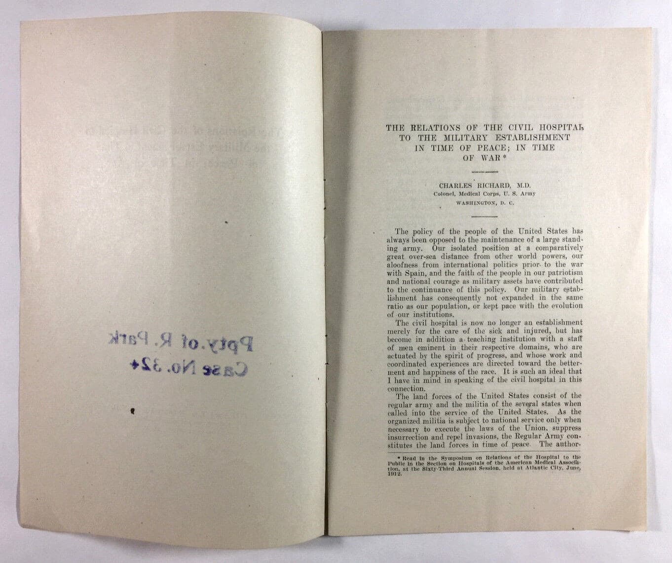 Civil Hospital And Military Establishment In Peace And War Charles Richard 1912 2
